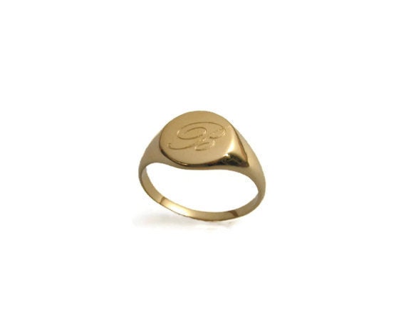 14K Solid Gold Gold Monogram Ring. Personalized Ring, Unisex Gift For Him, Personalized Jewelry, Men Initial Name Ring
