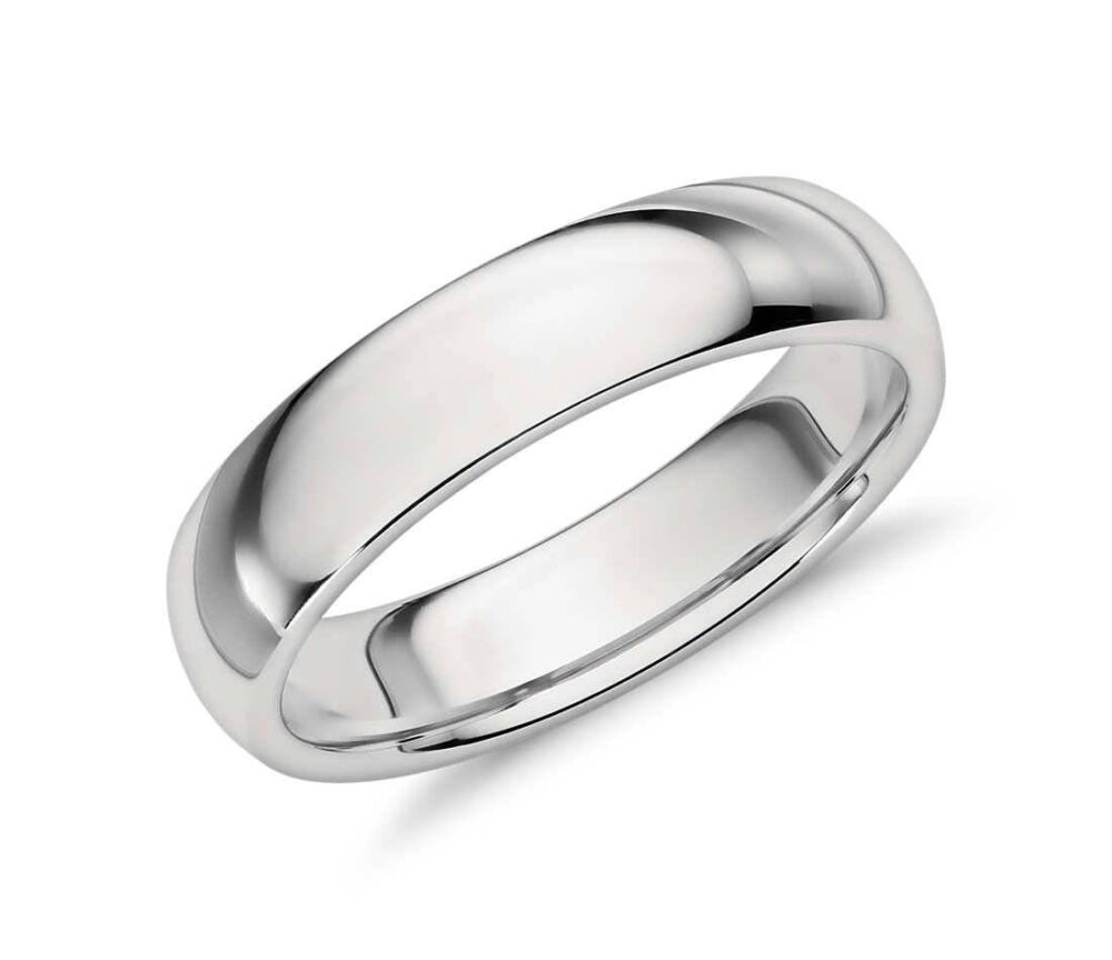 Comfort Fit 5mm Sterling Silver Domed Plain Wedding Band, Men Women Unisex Band | 024-5Mm