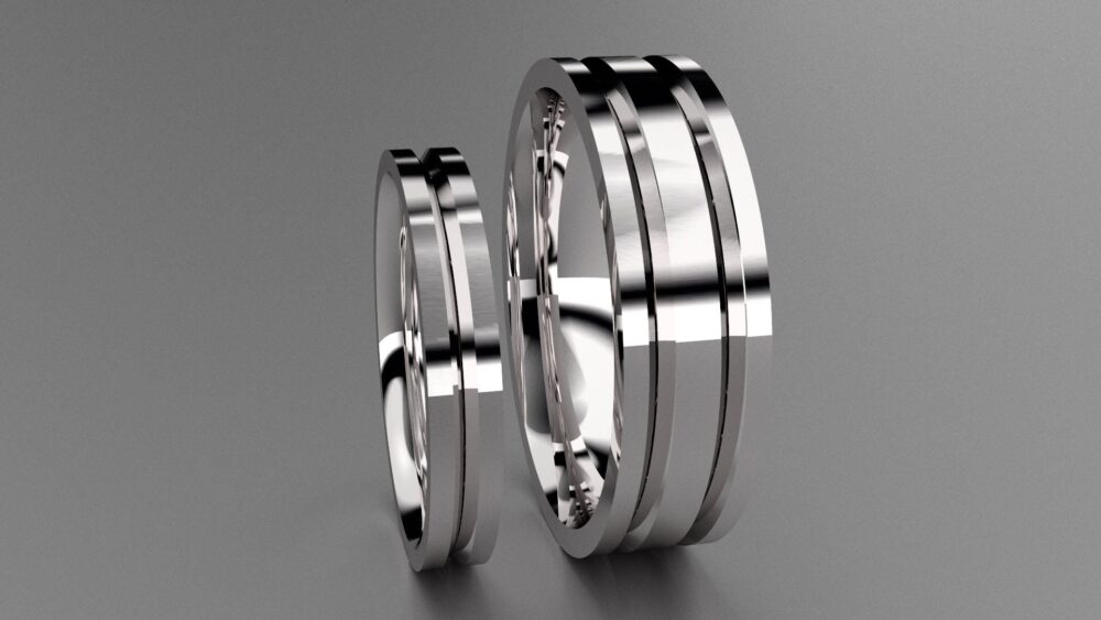Silver His & Hers 6mm & 3mm Wedding Band Set, 925 Sterling Mens Ladies Matching Simple Unique Channels Comfort Fit