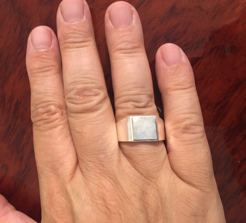 Moonstone Men's Ring, Solid Sterling Silver Signet Father's Or Husband's Gift, Man's Ring, Mens Alt. June Birthstone