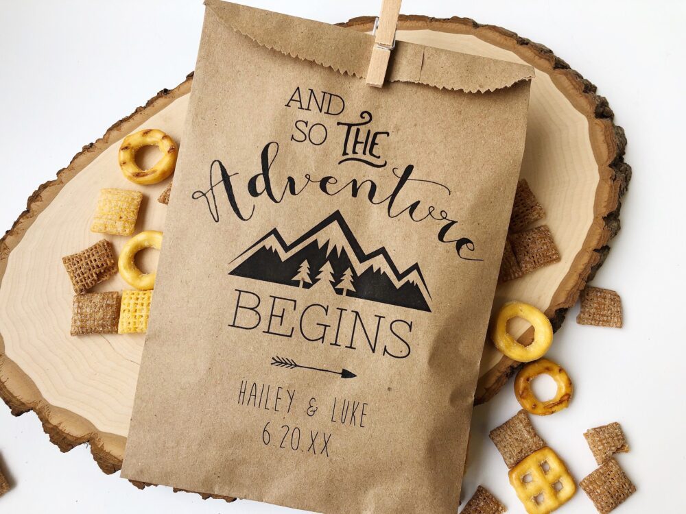 Wedding Favor Bags, Trail Mix Snack Bar Buffet Candy Personalized Custom 25 Pack