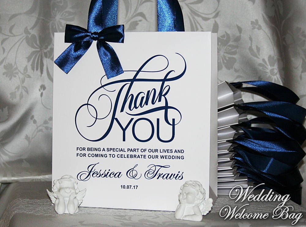 Personalized Wedding Favor Bags Elegant Thank You Gift With Satin Ribbon