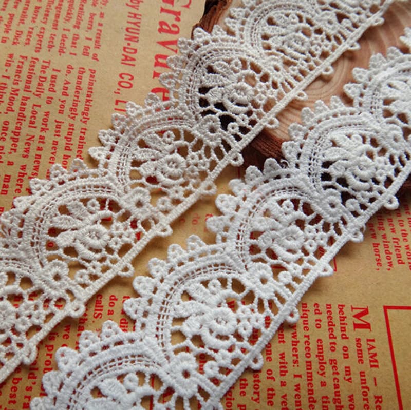 10 Yards/Lot Width 3cm 1.18" White/Beige/Black Scalloped Cotton Lace Trim Ribbon Fabric For Diy Dress Clothing 49335L4K74