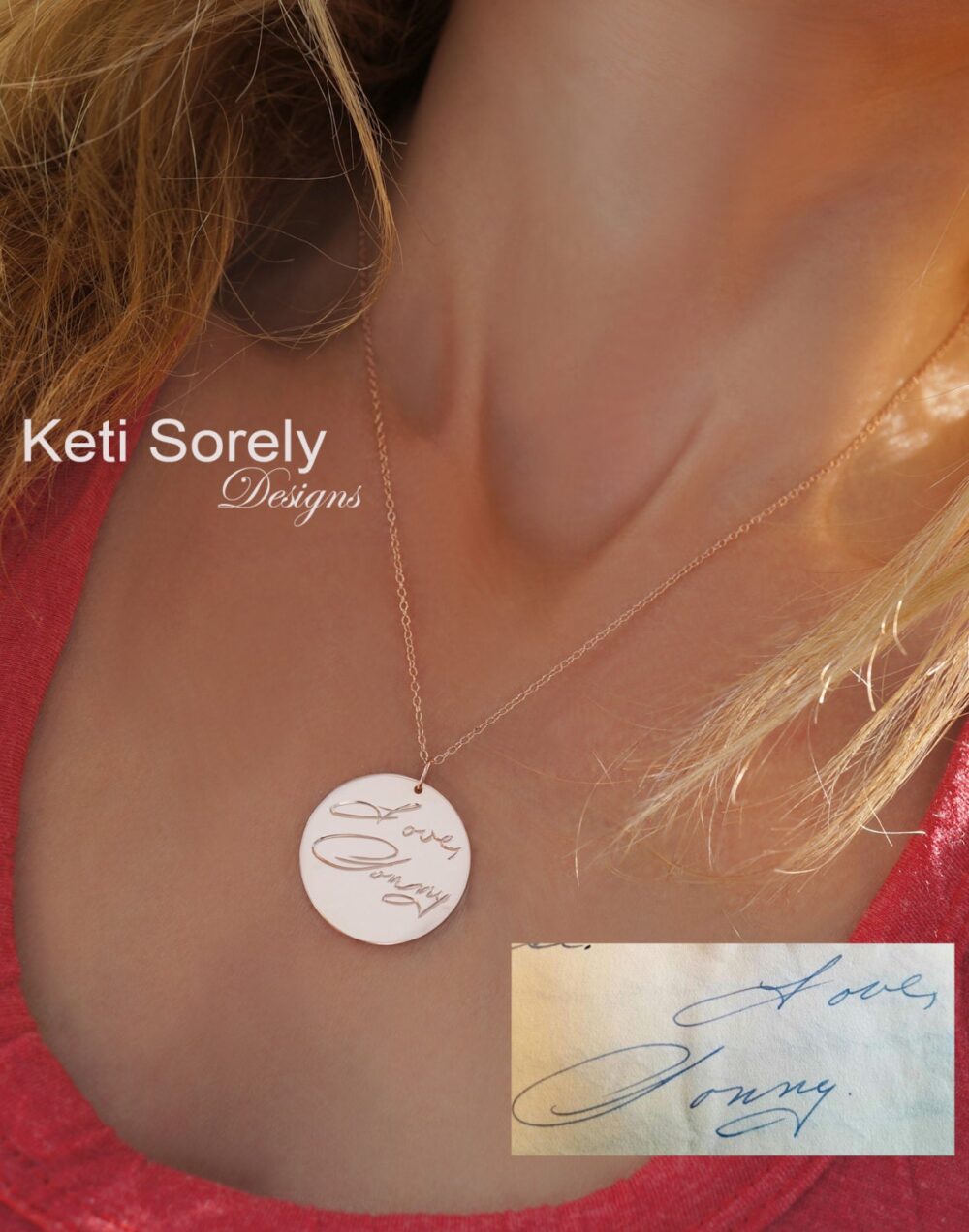 14K Gold Filled Your Handwriting Necklace, Engrave Any Name, Message Or Signature On Pendant, Gift For Mother, Daughter, Sister, Friend