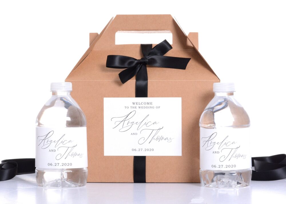 Wedding Favor Box Set, Hotel Welcome Boxes, Script Stickers, Garden Survival Kit #wdig-328