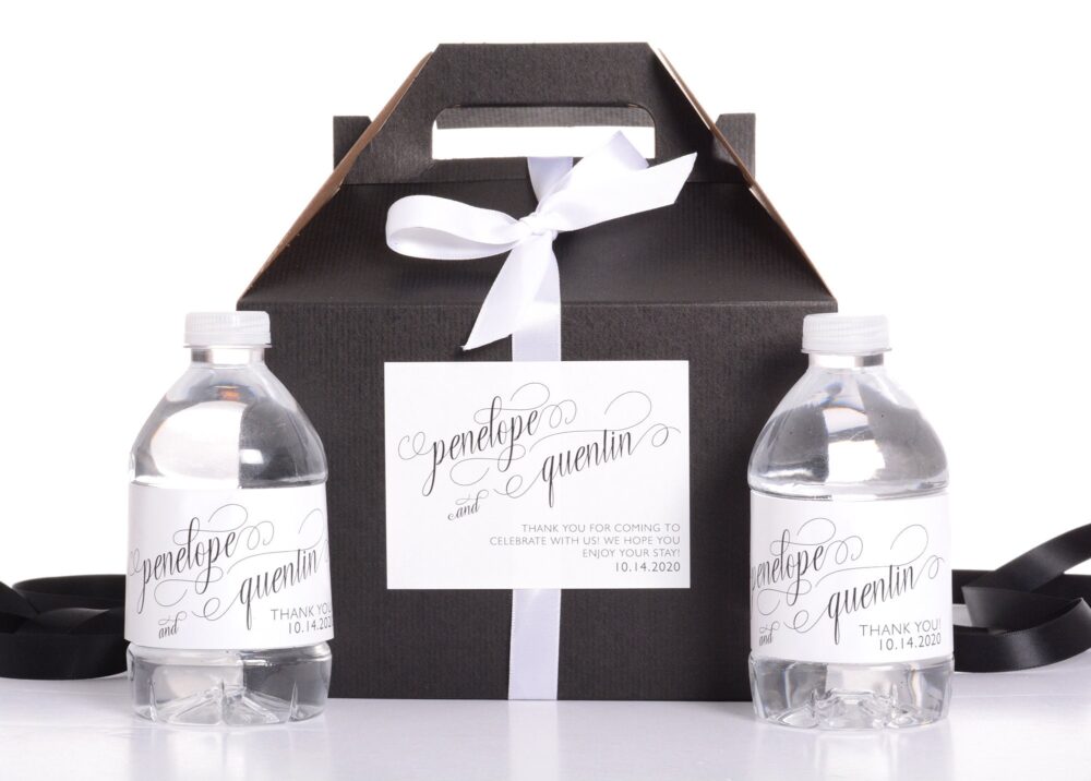 Wedding Favor Box Set, Hotel Welcome Boxes, Script Stickers, Garden Survival Kit #wdig-327