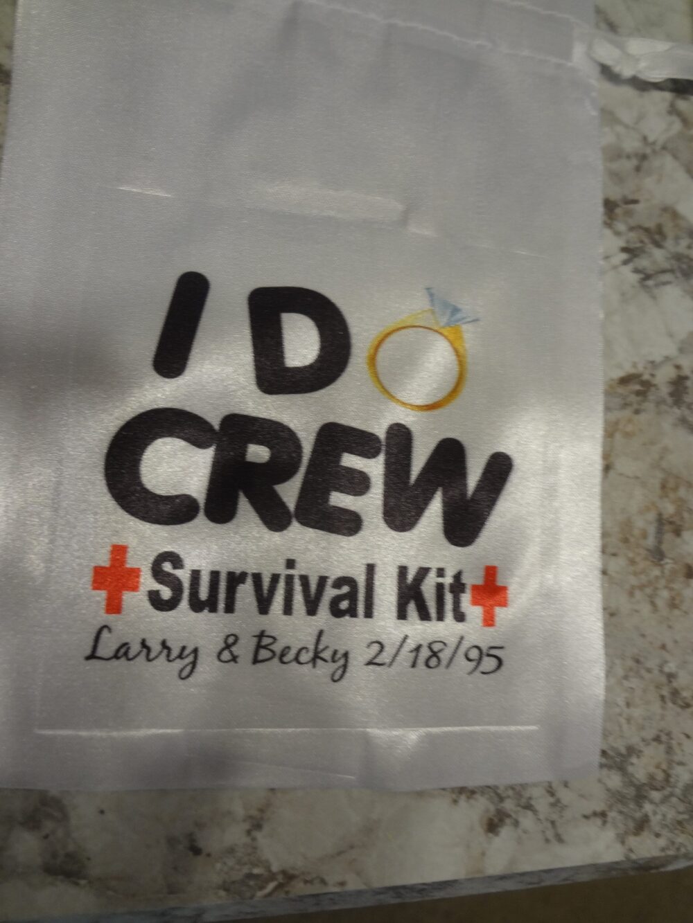 Personalized Satin Wedding Favor Bags I Do Crew Survival Kit