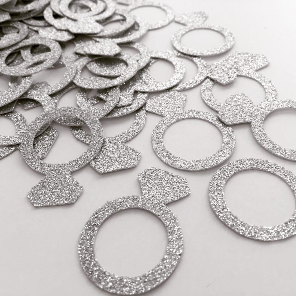 Glitter Diamond Ring Confetti Bridal Shower & Bachelorette Party Decor | 75 Ct