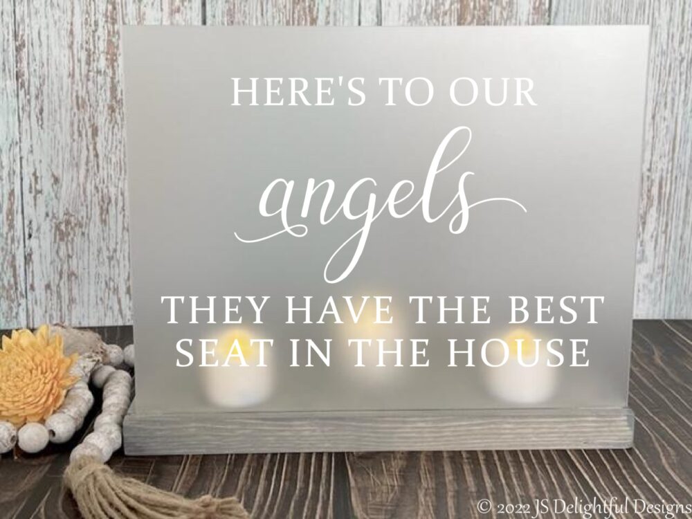 Wedding Memorial Candle Holder - Here's To Our Angels Sympathy Gift Remembrance Decor