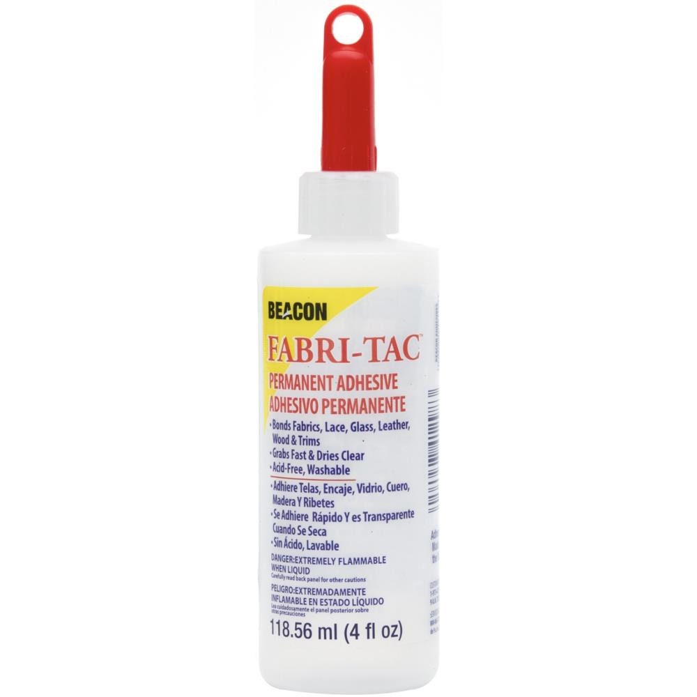 Fabri-Tac 4Oz Permanent Adhesive - Clear Quick Dry Glue Fast Grab Beacon Fabric -13-172