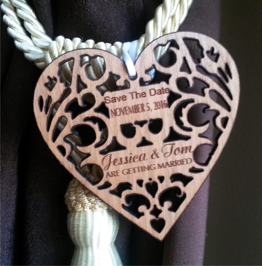 Heart Save The Date Tags, Rustic Wedding Custom Wood Tags For Favours, Unique Custom, Save