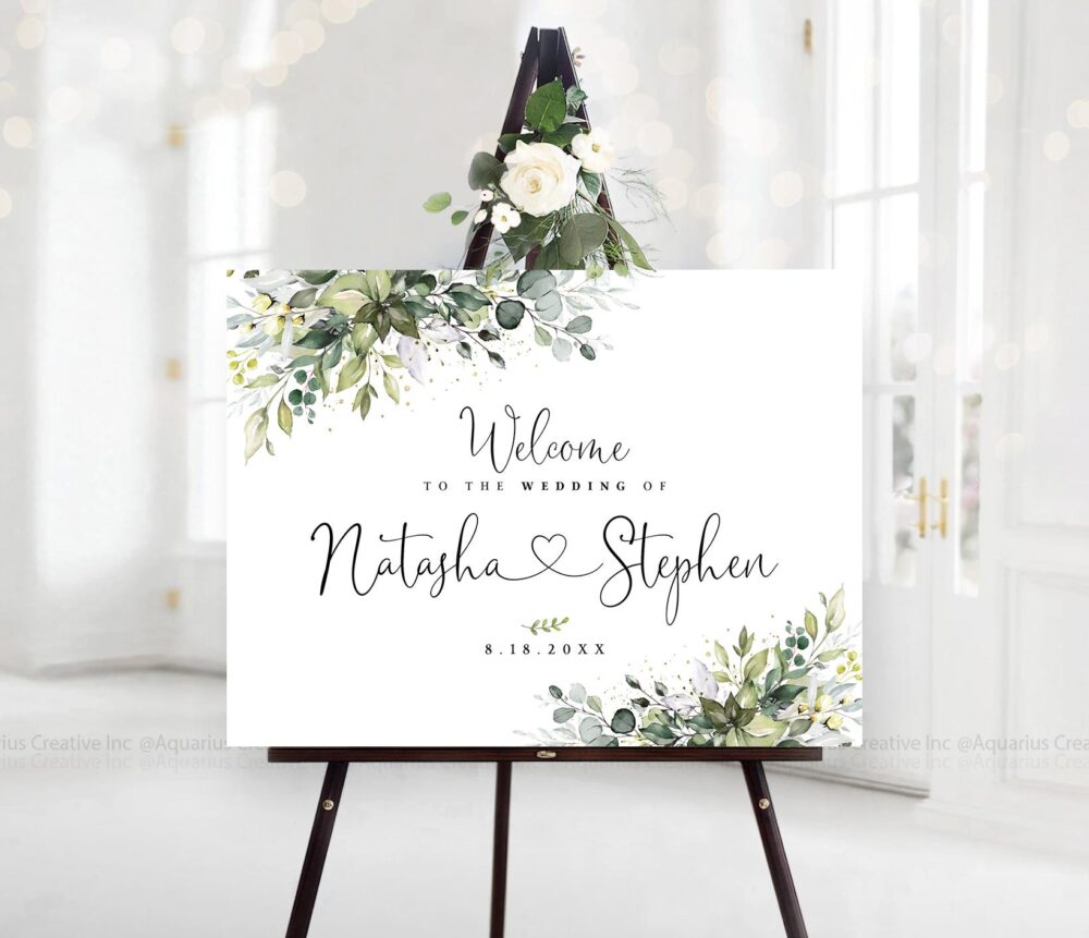 Greenery Wedding Decor, Wedding Welcome Sign, Signs, Decorations, Invitation, Rustic Welcome Sign