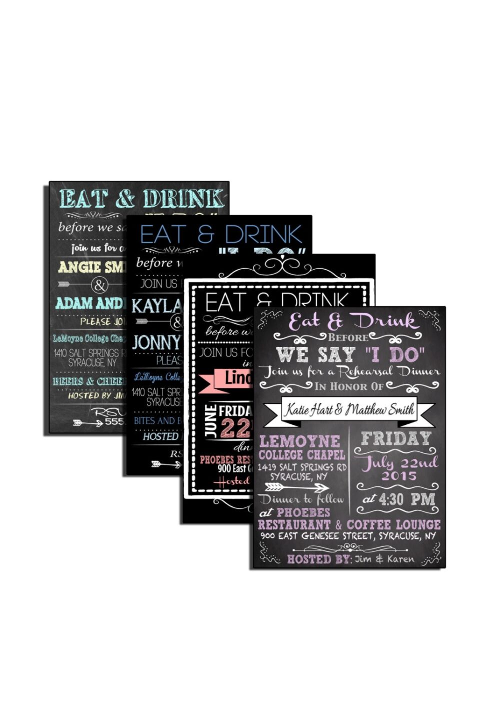 Eat & Drink Before We Say I Do Invitation, Unique Rehearsal Dinner Invitations, Modern Ideas Decor, Custom, Invwed01