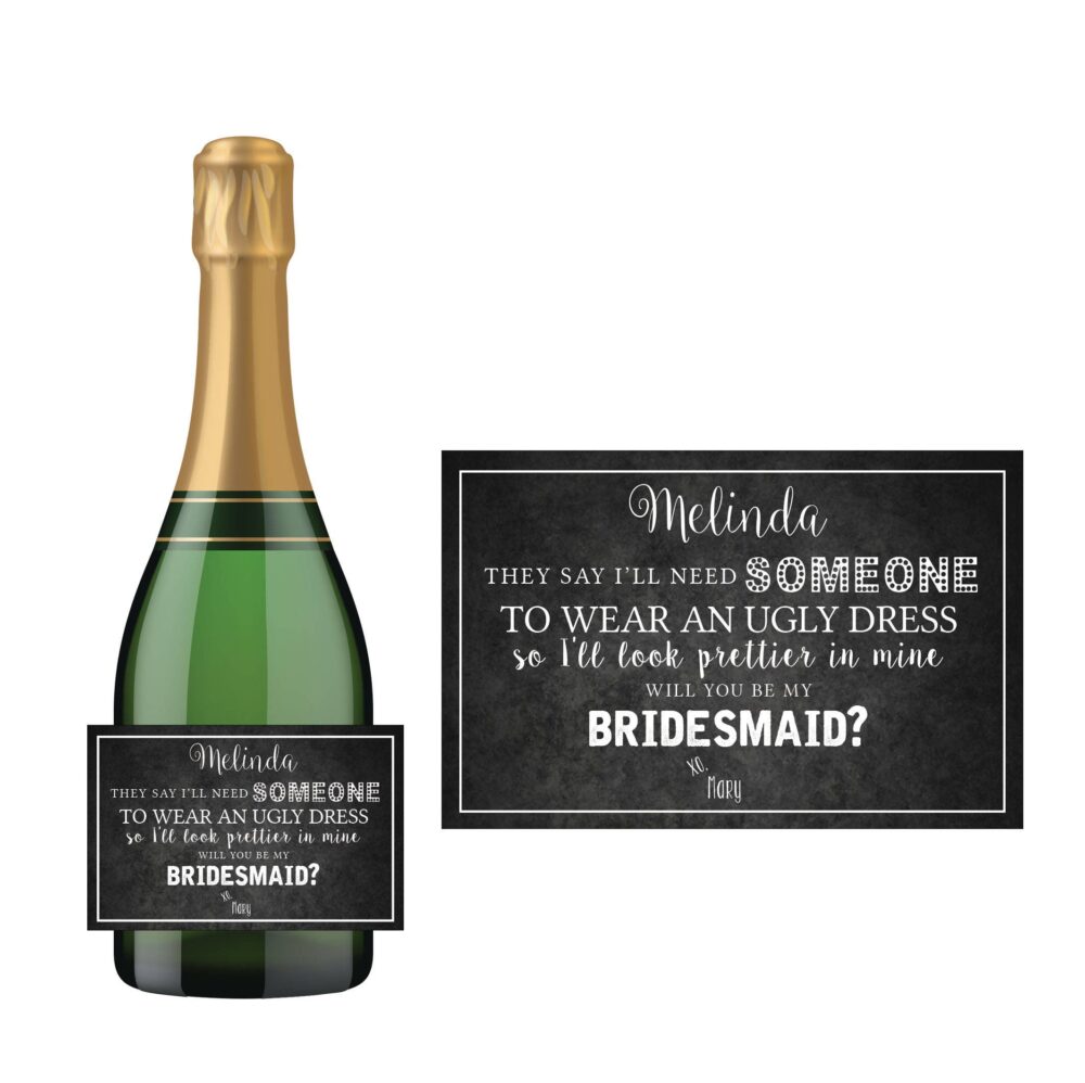 Personalized Bridesmaid Champagne Label Funny Maid Of Honor Invitation
