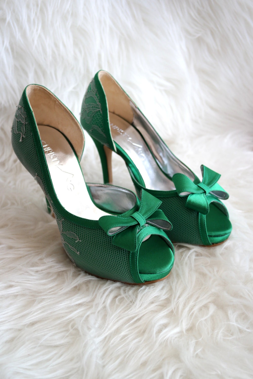 Custom Made Emerald Green Wedding Shoes, Wedding, Bridal Shoes, 3.5 Inch Heels, Satin Heel