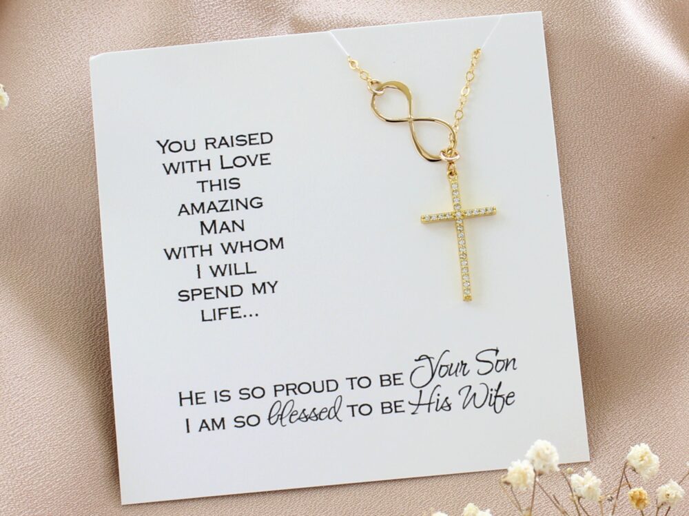 Mother Of The Groom Gift On Wedding Day Future in Law Gifts Mom Infinity Cross Necklace - Piper