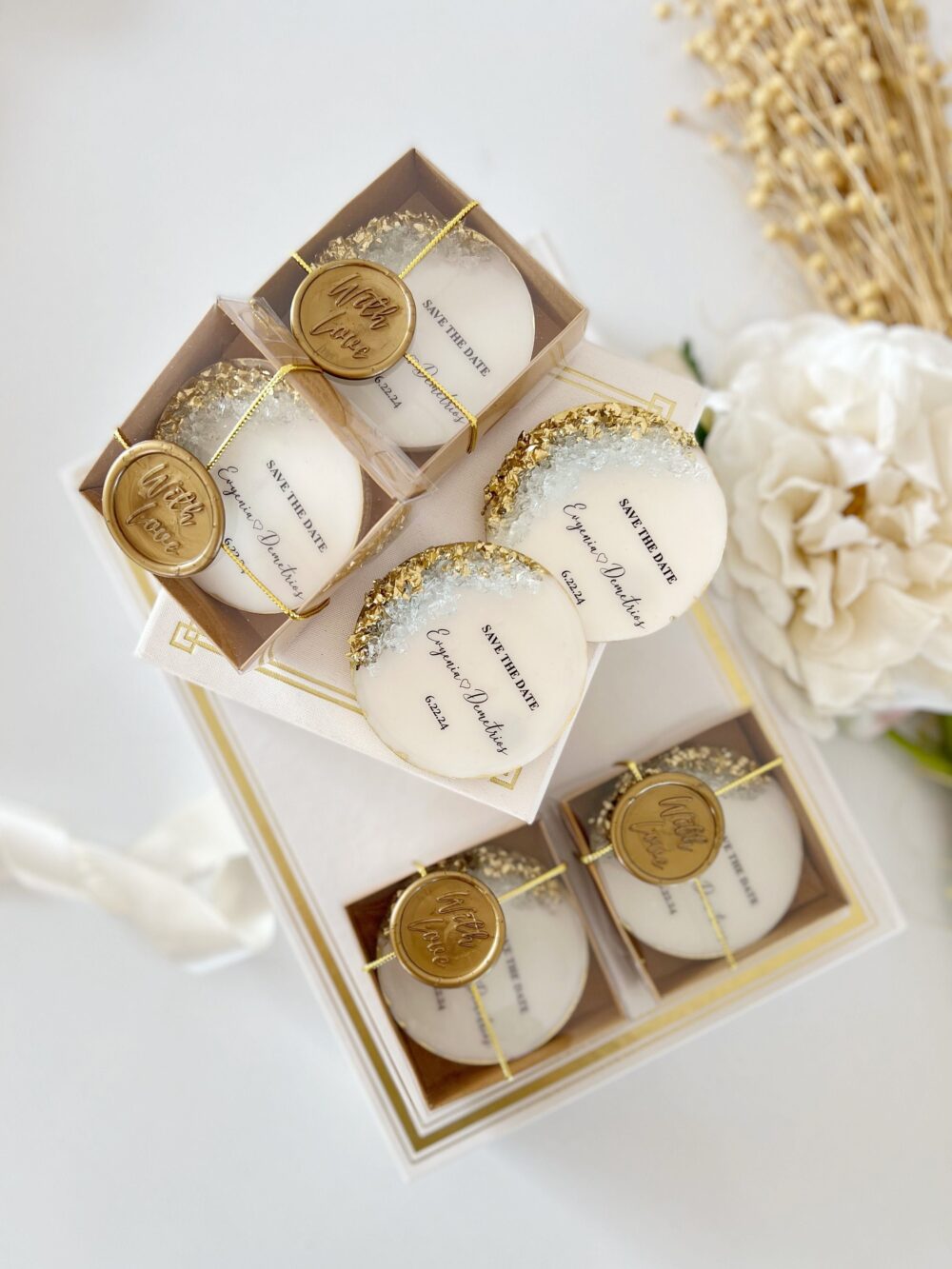 Personalized Wedding Favor Magnet Elegant Save The Date Gift Boxed