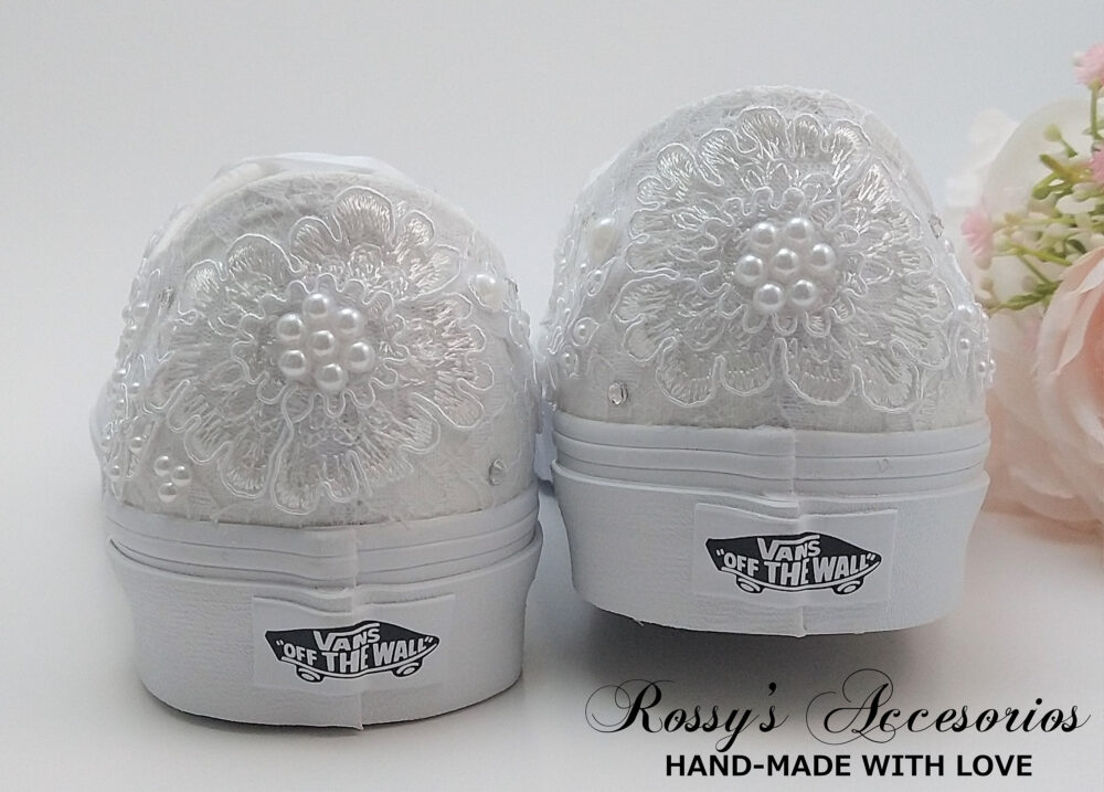 White Lace Wedding Vans/Sneakers For Bride Bridal Shoes Authentic Vans