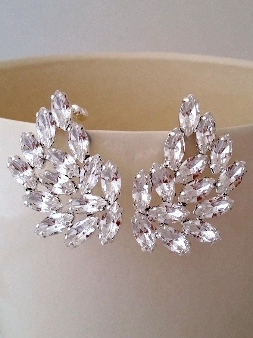 Climbing Earrings, Bridal Earrings, Crystal Earring, Bridal Ear Crawlers, Crystal Bridal Earring, Wedding Jewlery, Extra Large Earrings