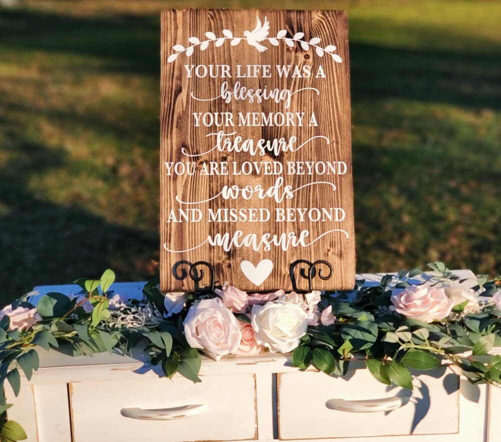 Loving Memory Sign Wedding Memorial Table Loved Beyond Measure Your A Treasure Remembering Ones