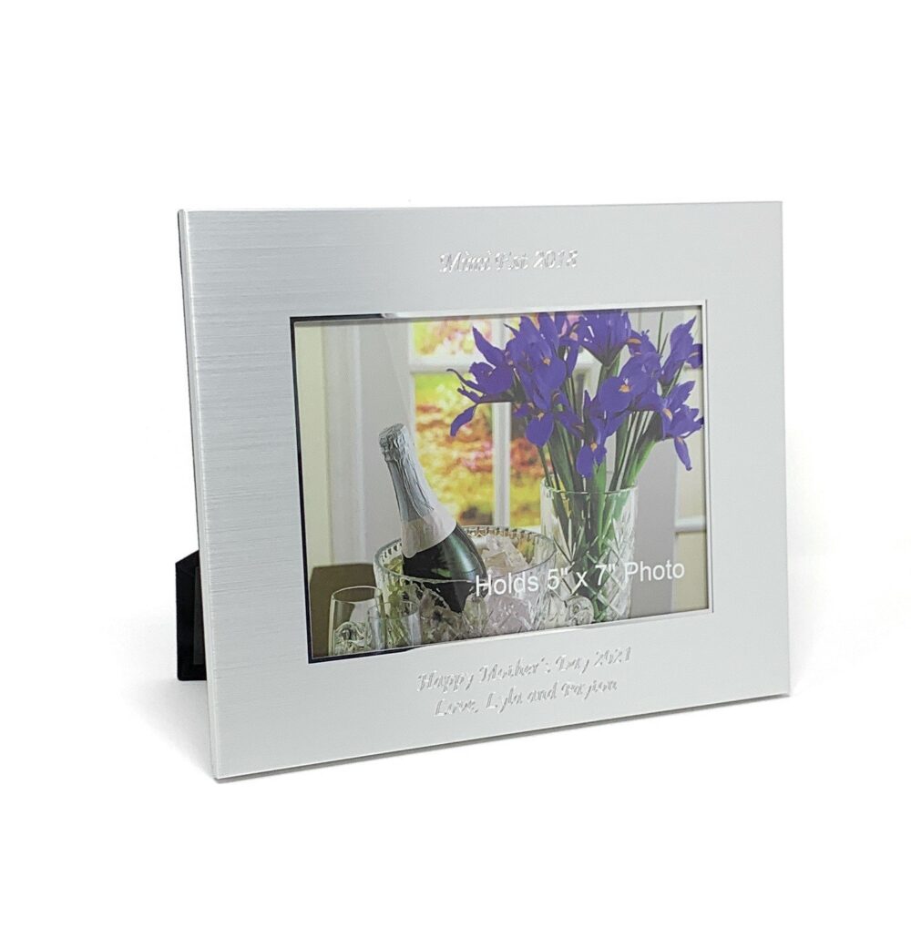 Personalized 5x7 Photo Frame With Wide Boarder Engraved Picture 2 Lines Custom Text Engraving