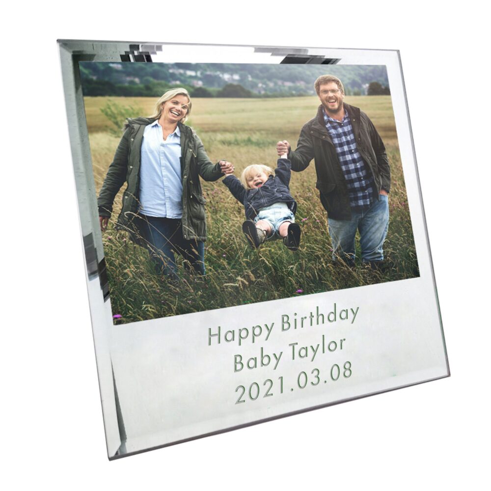 Personalized Mirror Photo Frame For Couples Family Custom 5x7 Silver Glass Picture Birthday Fathers Day Christmas Gifts