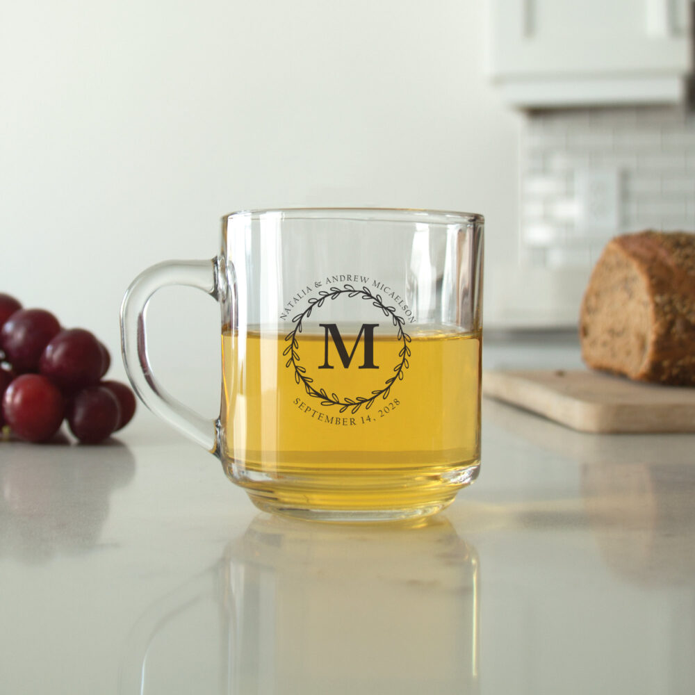 60Pcs - Personalized Coffee Mug Monogram Initial Wedding Favors Unique Glass Party Favors-Dgn219