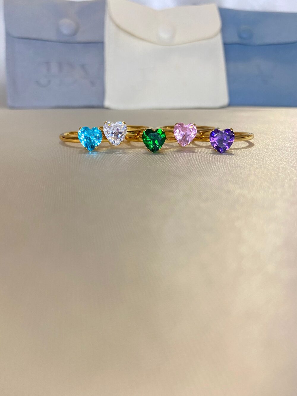 Gold Heart Ring, Cubic Zirconia, Waterproof Ring, Shiny Heart Pink 18K Gold Plated Cz Ring