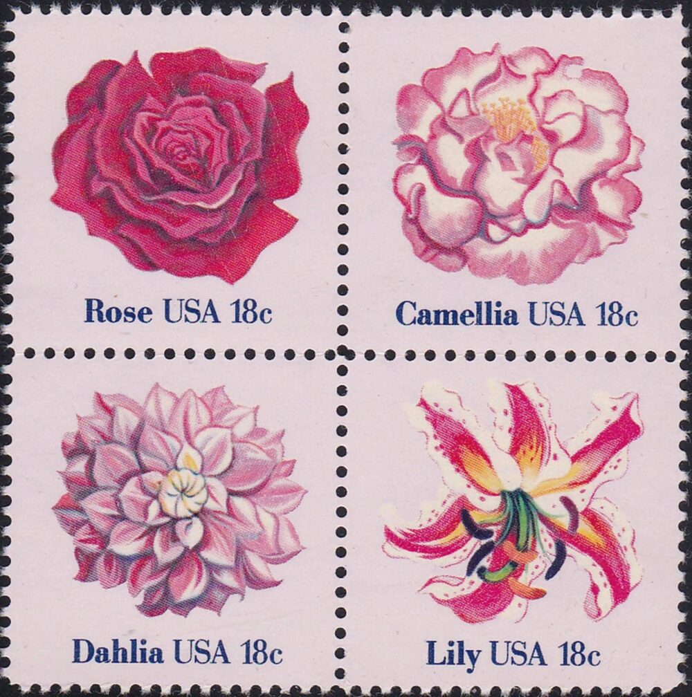 Set Of 50 Pink Flowers .. Vintage Unused 18 Cent Postage Stamps. Pink Posies For Mailing. Wedding Postage, Love Letters, Say It With Pink