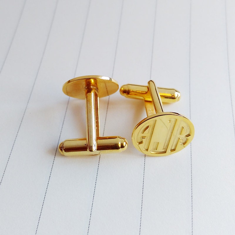 Wedding Cufflinks, Groom Gift, Personalized Monogram Cufflinks, Gold Men Cufflinks, Engraved Cufflinks, Gift For Fathers Day