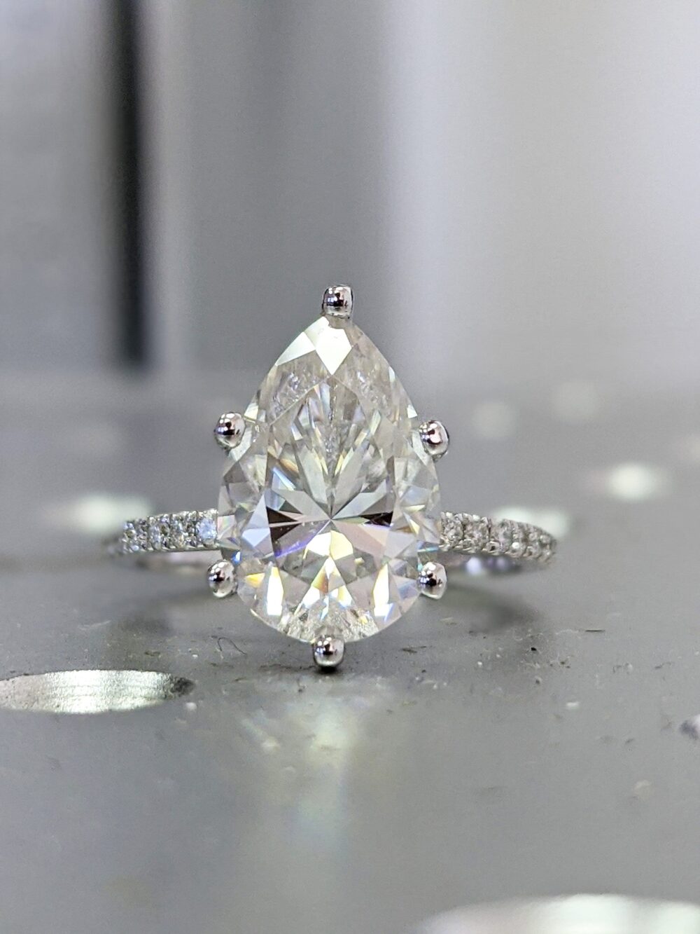 14K Solid Gold Engagement Ring/3Ct Pear Moissanite Diamond Wedding Ring/Moissanite Ring/stack Ring/Promise Ring/Rose Gold