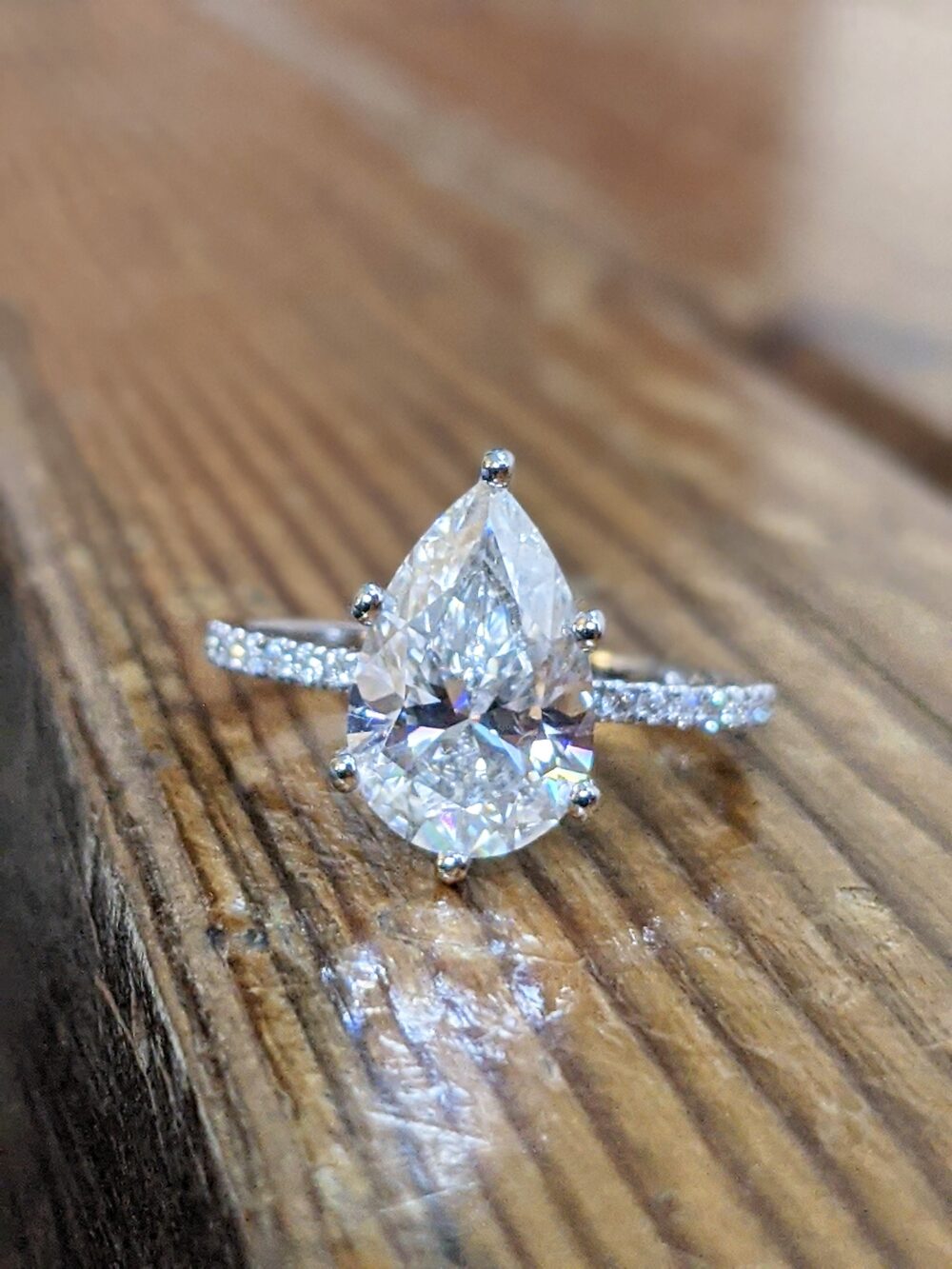 14K Solid Gold Engagement Ring/3Ct Pear Moissanite Diamond Wedding Ring/Moissanite Ring/stack Ring/Promise Ring/Rose Gold