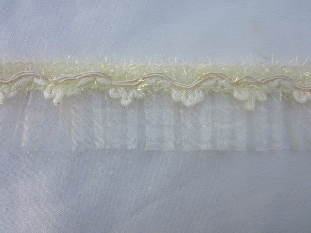 1Yd Cream Yellow Organza Pleated Ruffle Ribbon Sparkle Trim Craft Junk Journal Scrapbook Quilt Fairy Tutu Dress Sewing Costume Embellishment