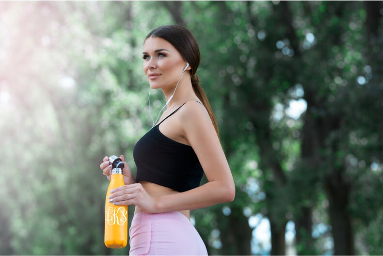 Personalized Tumbler Engraved Water Bottle Bridesmaid Gift Wedding 17Oz Insulated Monogrammed