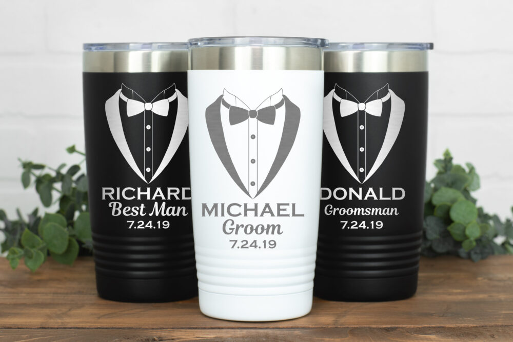 Tuxedo Tumbler Cup, Personalized Tumbler, Groomsman Best Man Gift, Usher, Father Of The Bride, Groom, Custom Engraved