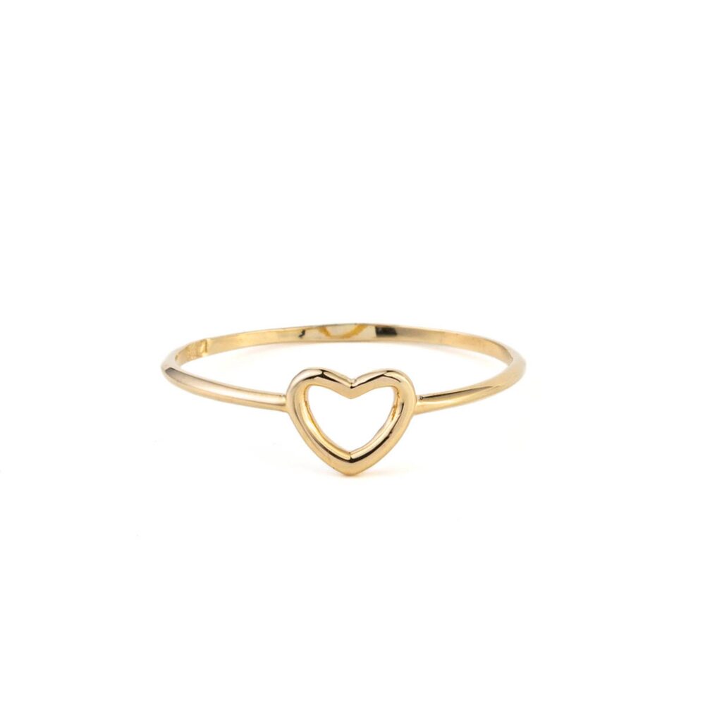 Gold Heart Ring 9K, Love Ring, Minimalist Stackable Rings, Valentines Gift For Her, Stacking Tiny Heart Ring