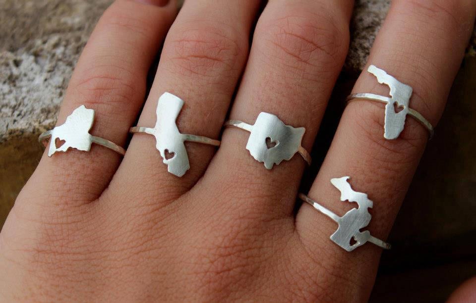 9 Bridesmaid Gifts - Any State Love Ring
