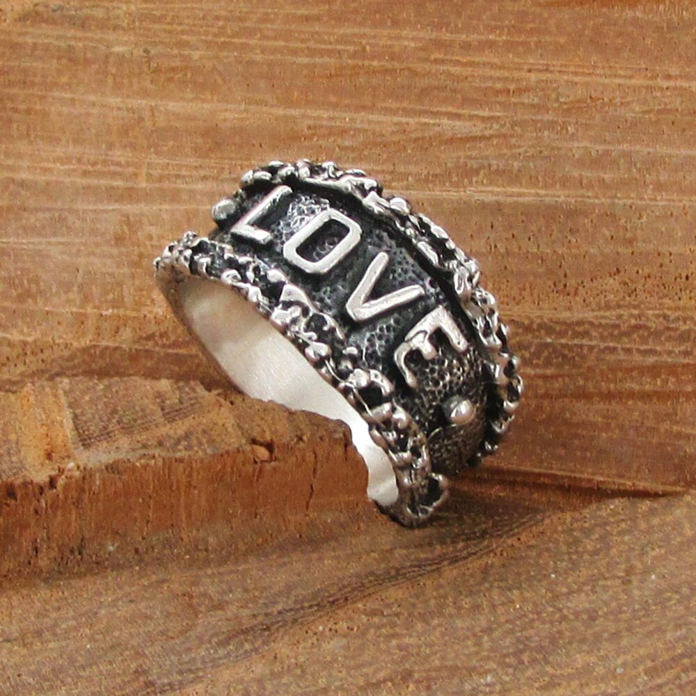 Love Ring, Sterling Silver Mood Pinky Personalized Words Jewelry, Couples Gifts