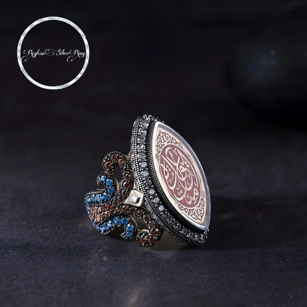 925 Sterling Silver Love Ring Citrine & Blue Topaz, Adjustable