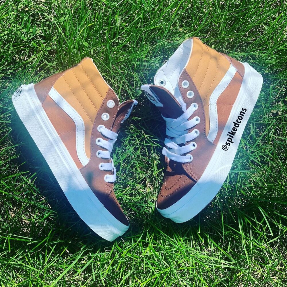 Custom 3 Shades Of Brown" Sk8 Hi Vans " Men Women Kids