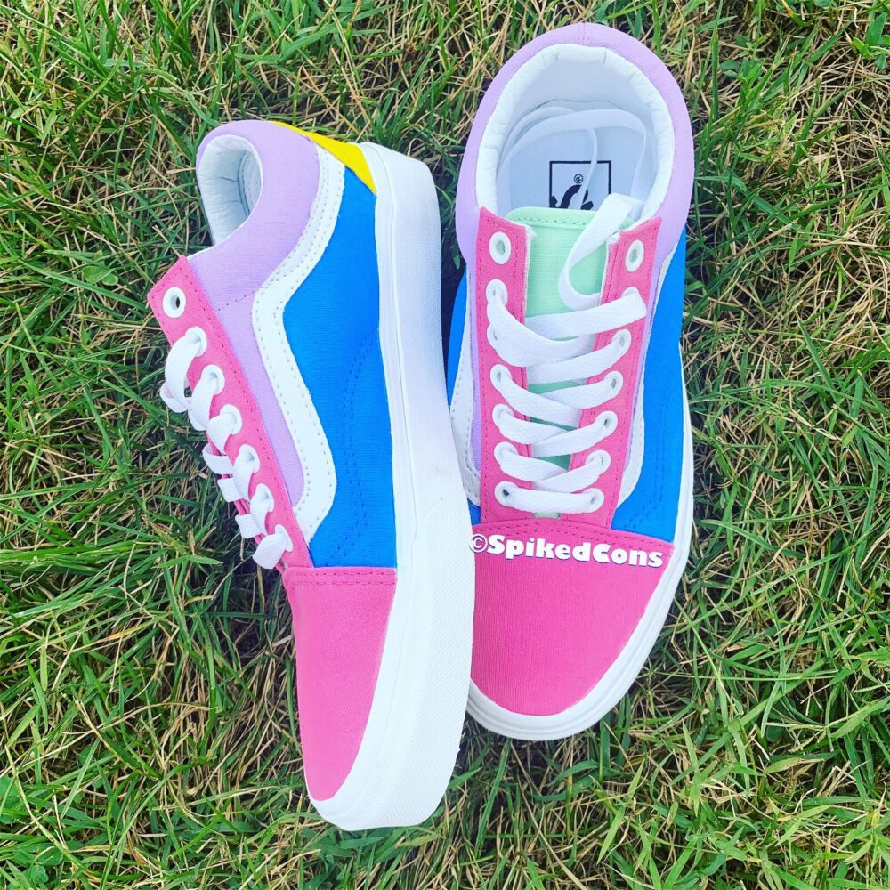 Cotton Candy Vans Custom Old Skool -Big Kids/Adults Men Women Pink Purple Green Yellow Blue