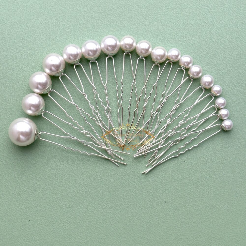 Pearl Wedding Hair Fork Bridal Pins, Handmade Accessory