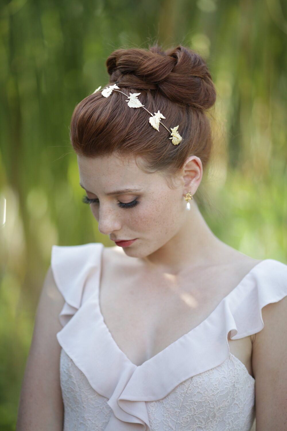 Gold Bridal Butterfly Leaf Wreath, Flexible Headband, Wedding Hair Leaves, Bridesmaid Head Band, Tiara, Boho Headpiece