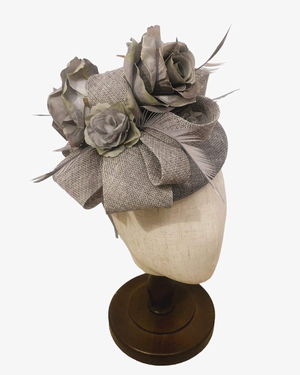 Grey Sage Flower Fascinator Wedding Fascinator Derby Ascot Race Day Hat