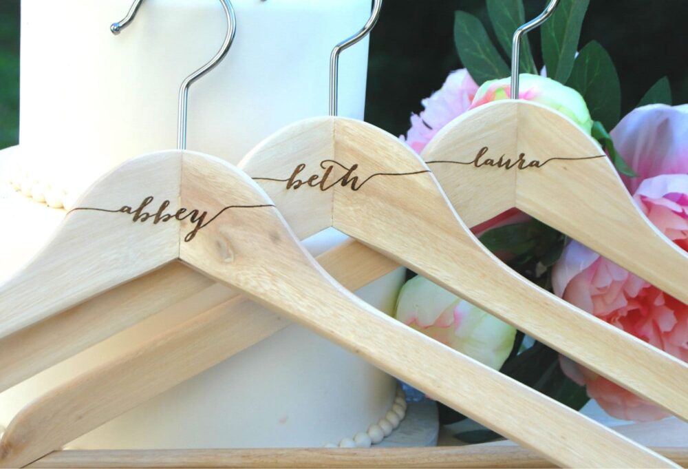 Monogrammed Dress Hangers Wedding Bridesmaids Gift, 12 Personalized Bridal Party Mother Of The Bride Groom Gift