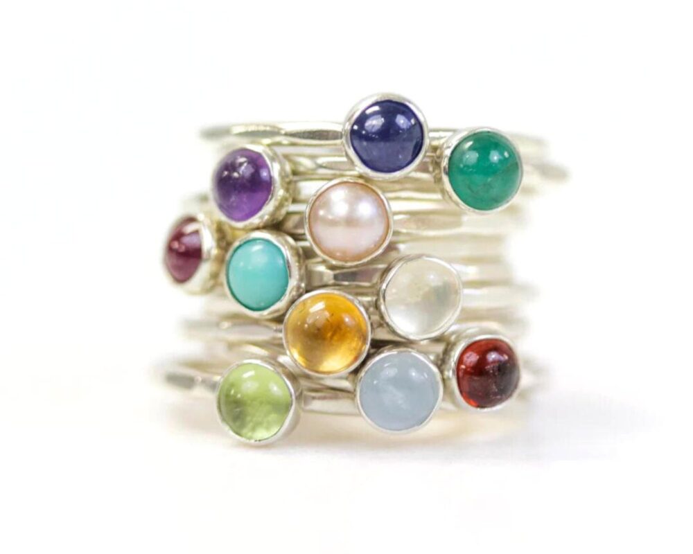 Dainty Birthstone Ring/Jewelry Gift For Mom Mother's Day Stacking Rings Gemstone