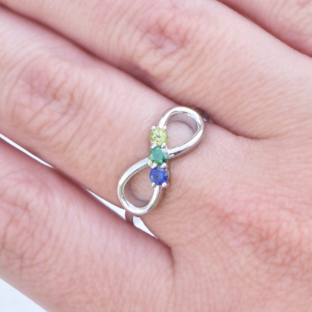 Mother Ring 3 Stone, Three Stone Mothers Ring, Personalized Birthstone For Mom, Jewelry, Family