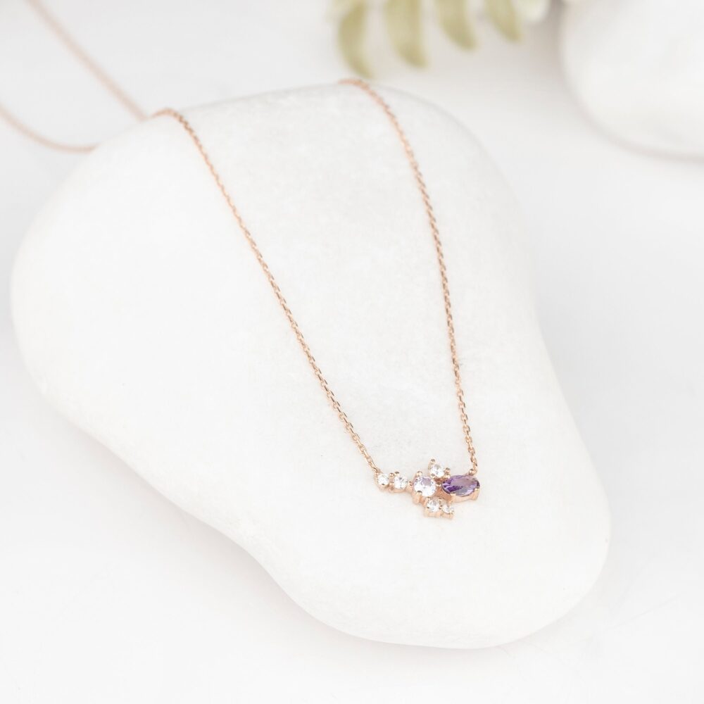 Oval Design Birthstone Necklace, Mother Family Gift, Silver Custom Personalized Valentine Gift For Her, Mothers Day