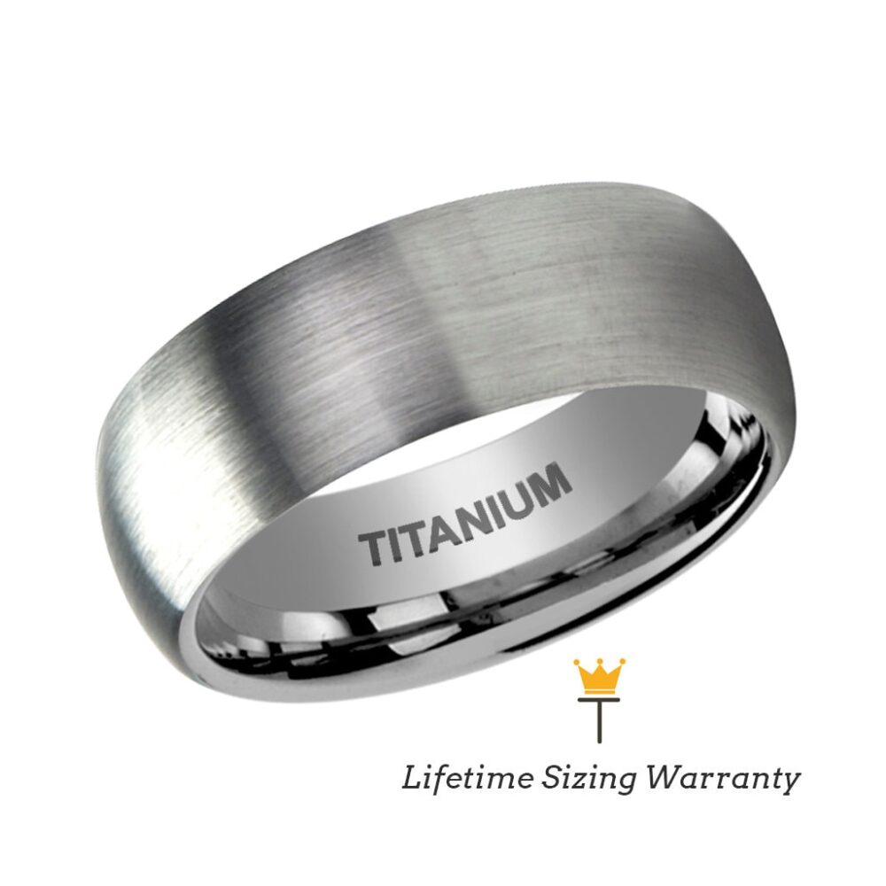 Silver Titanium Brushed Polished Men's Wedding Ring Domed, Engagement Anniversary Band For Men & Women, Promise Rings Him Her