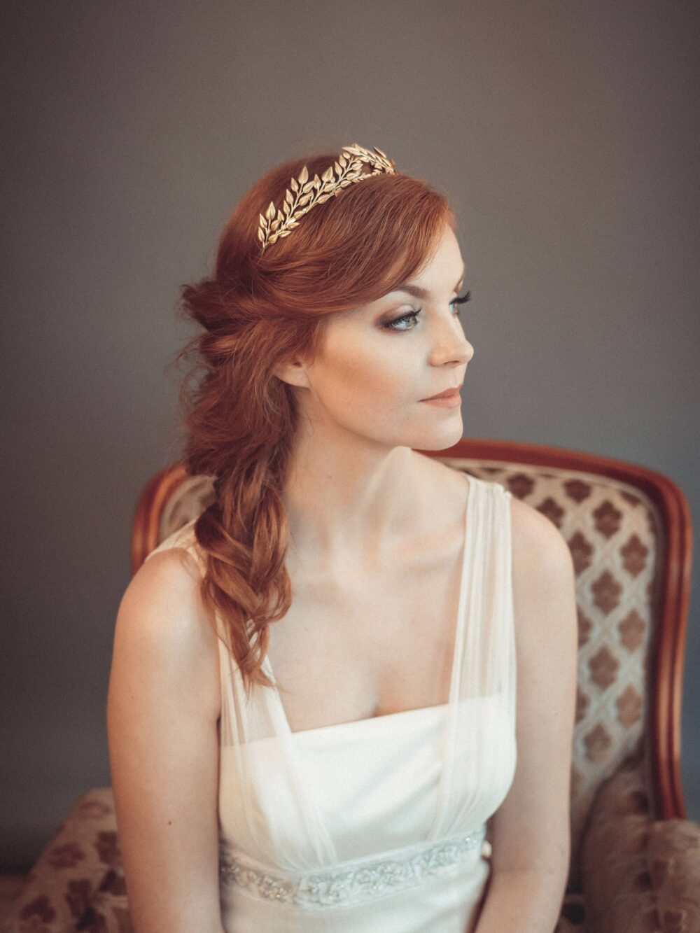 Gold Leaf Headband - Greek Goddess Grecian Tiara Wedding Bridal Bohemian Head Piece Daphne